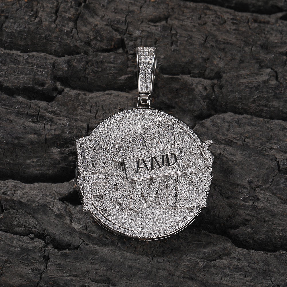 Pendentif lettre argent et famille, collier neutre incrusté de zircons cool hip-hop à la mode