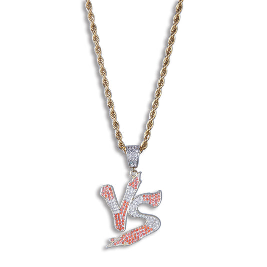 VS letter pendant necklace, copper inlaid zircon necklace, personalized, fashionable