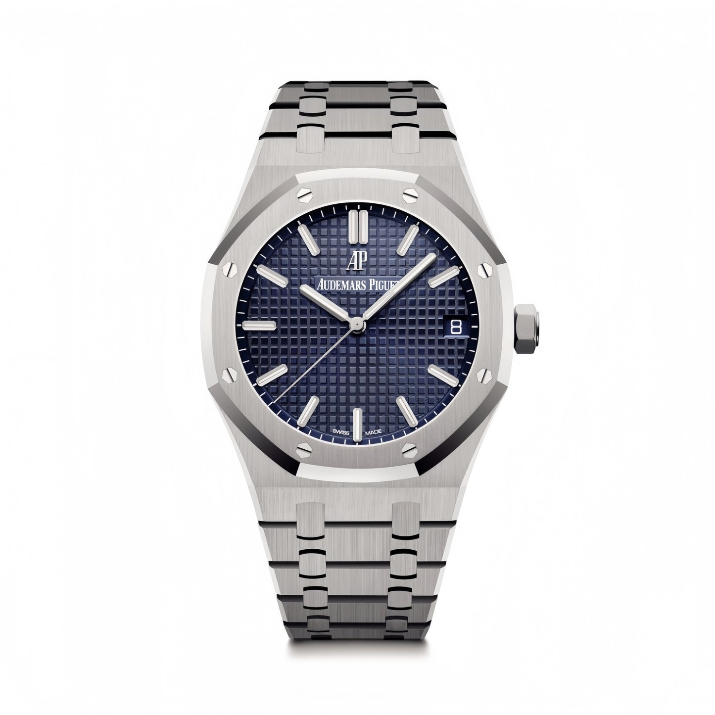 Royal Oak 15500 SS APSF 1:1 Best Edition Blue Dial on SS Bracelet SA4302 Super Clone V2 (SW Dial)