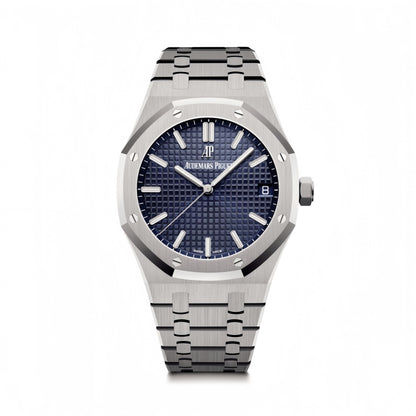 Royal Oak 15500 SS APSF 1:1 Best Edition Blue Dial on SS Bracelet SA4302 Super Clone V2 (SW Dial)