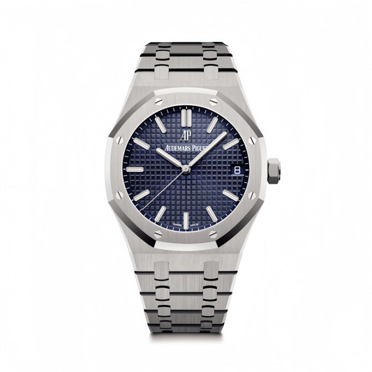 Royal Oak 15500 SS APSF 1:1 Best Edition Blue Dial on SS Bracelet SA4302 Super Clone V2 (SW Dial)