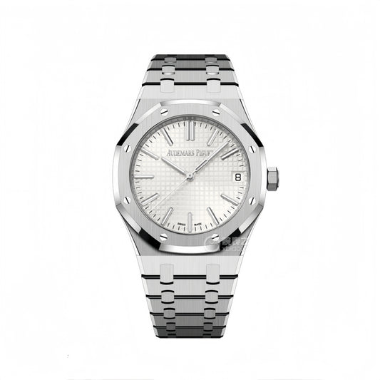 Royal Oak 15510 SS APSF 1:1 Meilleure édition Cadran blanc sur bracelet SS SA4302 Super Clone V2 (cadran SW)