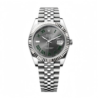 Datejust 41 SS 904L Steel Clean 1:1 Best Edition Gray Dial Green Roman on SS Bracelet VR3235