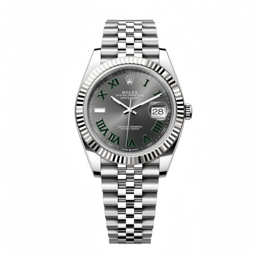 Datejust 41 SS 904L Acier Clean 1:1 Best Edition Cadran Gris Vert Romain sur Bracelet SS VR3235 