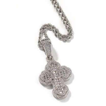 Collier pendentif en forme de nuage croisé, collier neutre au design tendance en zircon incrusté de cuivre, personnalisé et à la mode