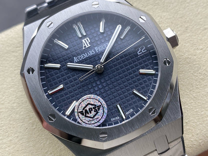 Royal Oak 15500 SS APSF 1:1 Best Edition Blue Dial on SS Bracelet SA4302 Super Clone V2 (SW Dial)