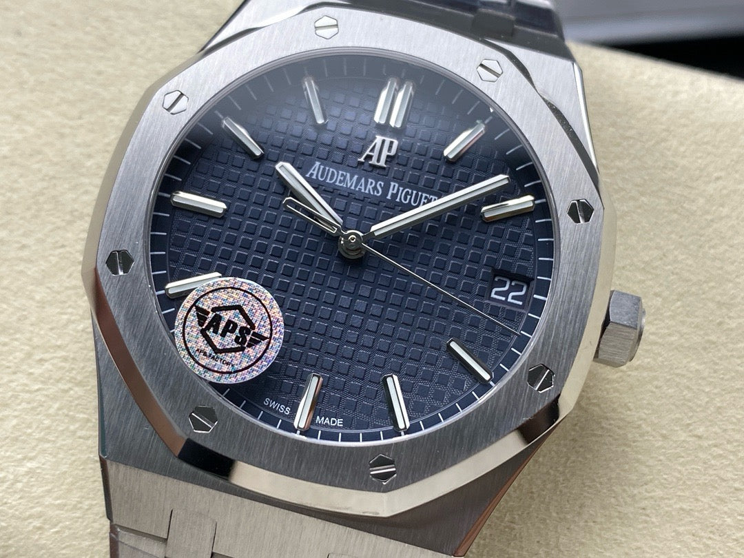 Royal Oak 15500 SS APSF 1:1 Meilleure édition Cadran bleu sur bracelet SS SA4302 Super Clone V2 (cadran SW) 