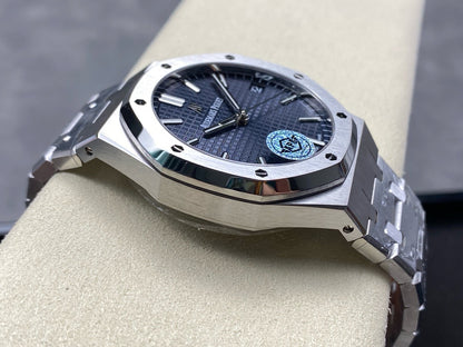 Royal Oak 15500 SS APSF 1:1 Best Edition Blue Dial on SS Bracelet SA4302 Super Clone V2 (SW Dial)