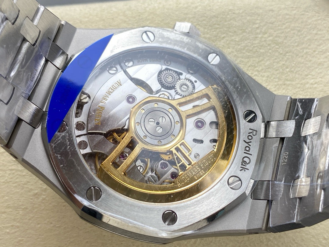 Royal Oak 15500 SS APSF 1:1 Best Edition Blue Dial on SS Bracelet SA4302 Super Clone V2 (SW Dial)