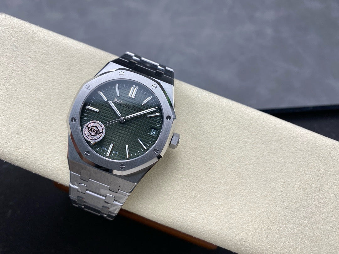 Royal Oak 15510 SS APSF 1:1 Meilleure édition Cadran vert sur bracelet SS SA4302 Super Clone V2 (cadran SW) 