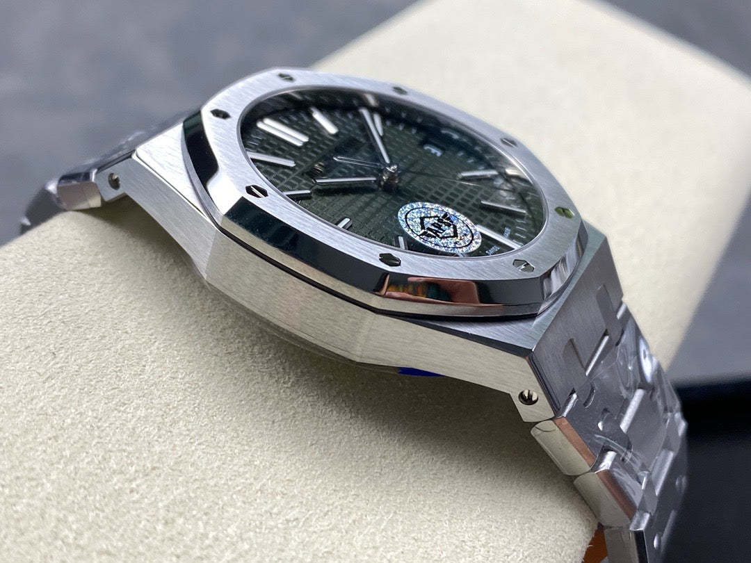 Royal Oak 15510 SS APSF 1:1 Meilleure édition Cadran vert sur bracelet SS SA4302 Super Clone V2 (cadran SW) 