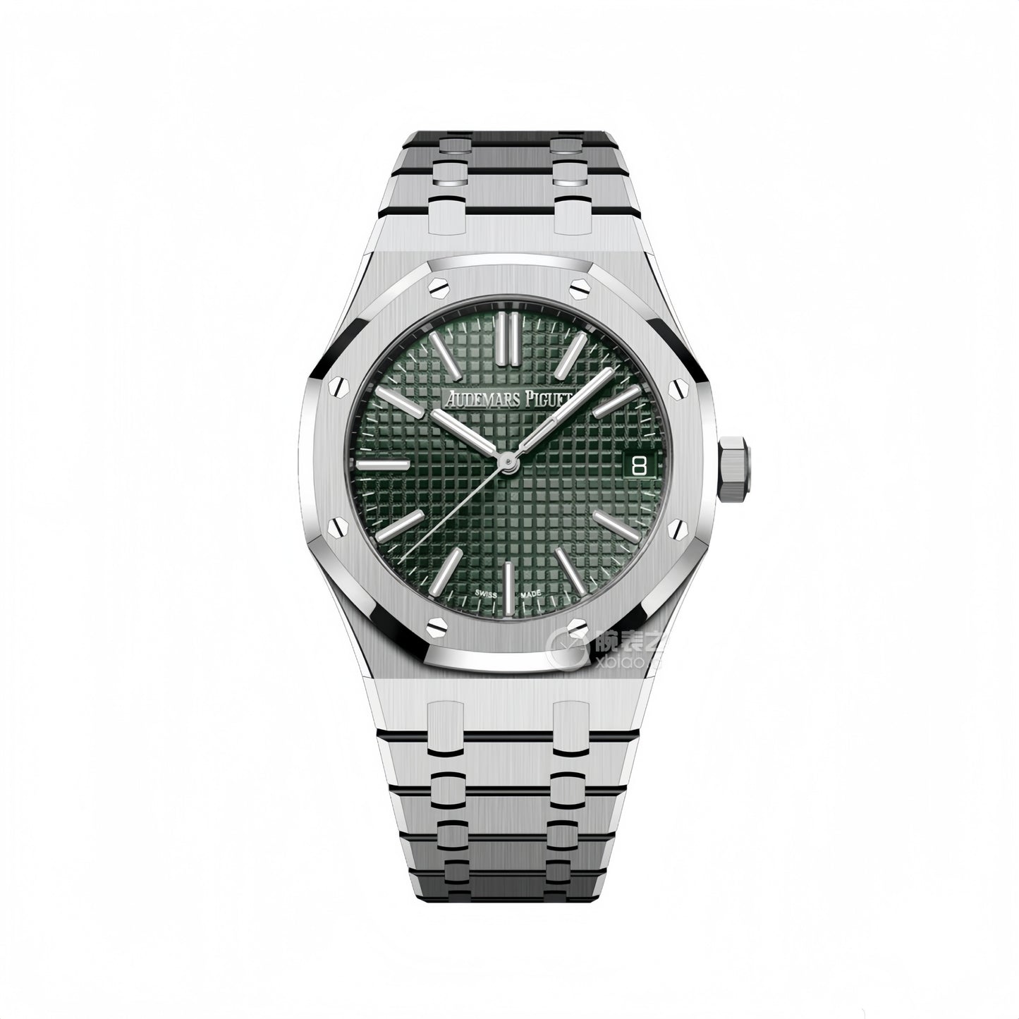 Royal Oak 15510 SS APSF 1:1 Best Edition Green Dial on SS Bracelet SA4302 Super Clone V2 (SW Dial)