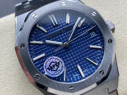 Royal Oak 15510 SS APSF 1:1 Best Edition Blue Dial on SS Bracelet SA4302 Super Clone V2 (SW Dial)