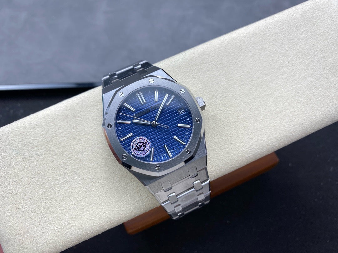 Royal Oak 15510 SS APSF 1:1 Best Edition Blue Dial on SS Bracelet SA4302 Super Clone V2 (SW Dial)