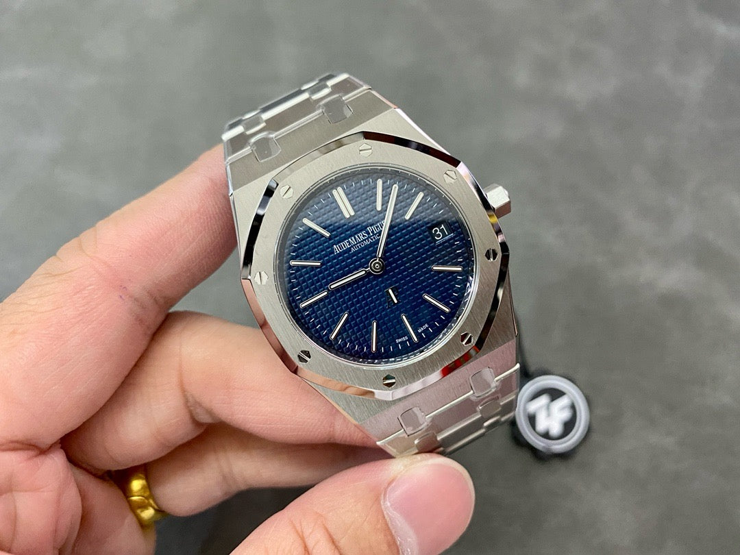 Royal Oak 39mm 16202 "50th Anniversary" SS ZF 1:1 Best Edition Blue Textured Dial on SS Bracelet A7121