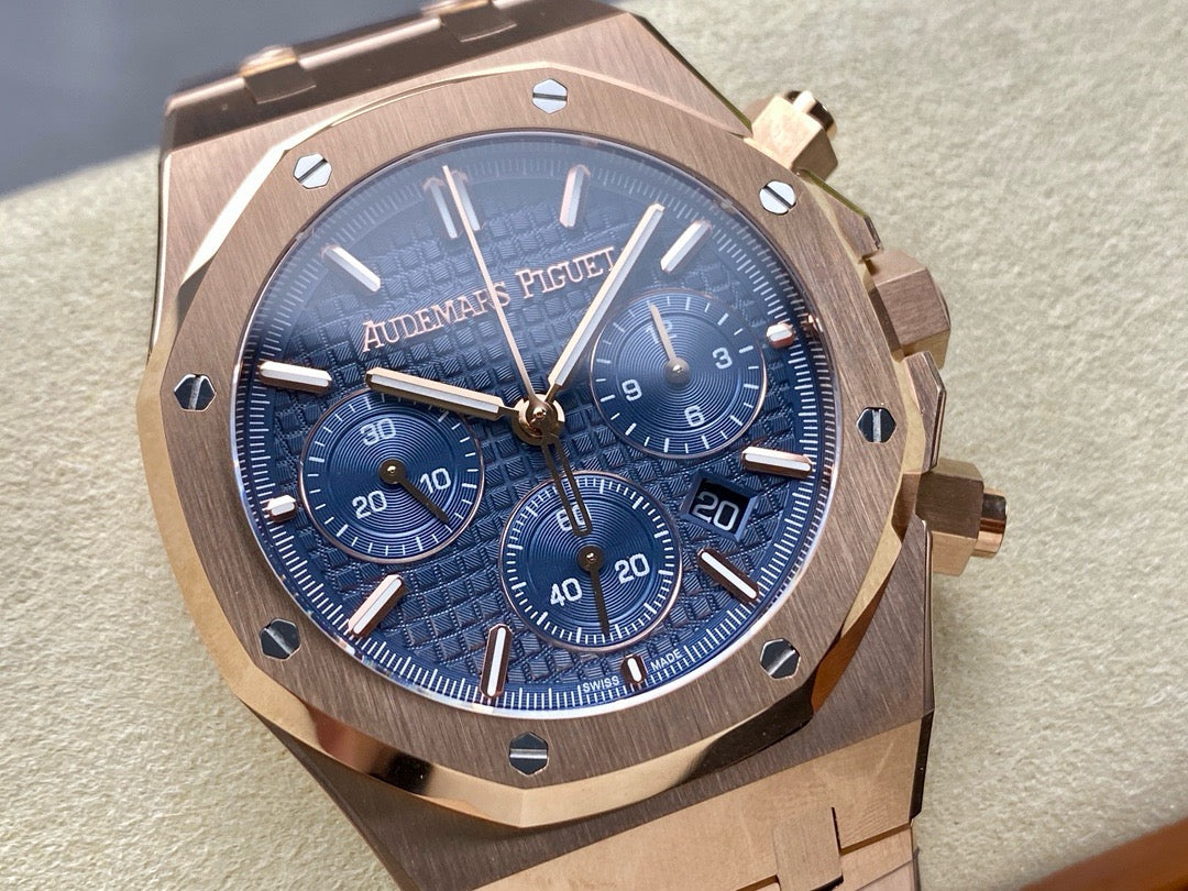 Royal Oak Chrono 26240 RG BF Best Edition Cadran Bleu sur Bracelet RG A7750 