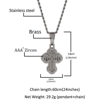 Cross cloud shaped pendant necklace, copper inlaid zircon trendy design neutral necklace, personalized and fashionable