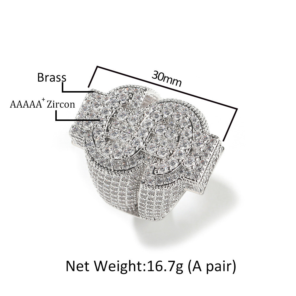 Hot selling hip-hop style dollar sign full diamond ring, fashionable design with zircon inlaid men's ring