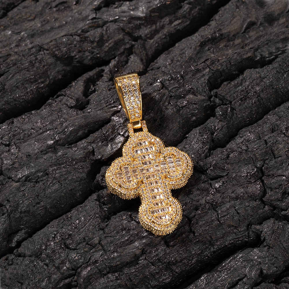 Cross cloud shaped pendant necklace, copper inlaid zircon trendy design neutral necklace, personalized and fashionable