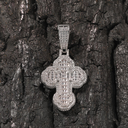 Cross cloud shaped pendant necklace, copper inlaid zircon trendy design neutral necklace, personalized and fashionable