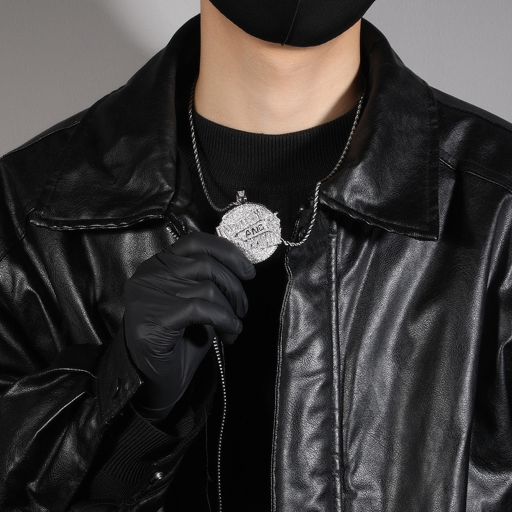 Pendentif lettre argent et famille, collier neutre incrusté de zircons cool hip-hop à la mode