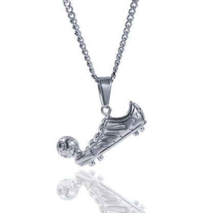 Stainless steel football sports shoe pendant necklace, vacuum plated color preservation fashionable neutral couple style