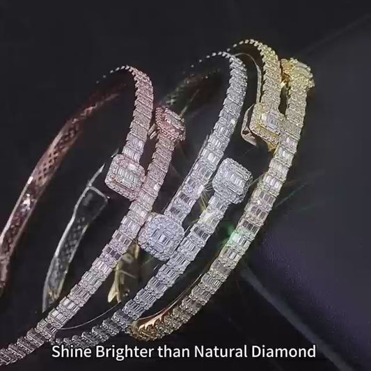 New S925 silver inlaid D-color moissanite classic bracelet, trendy hip-hop fashion high-end bracelet